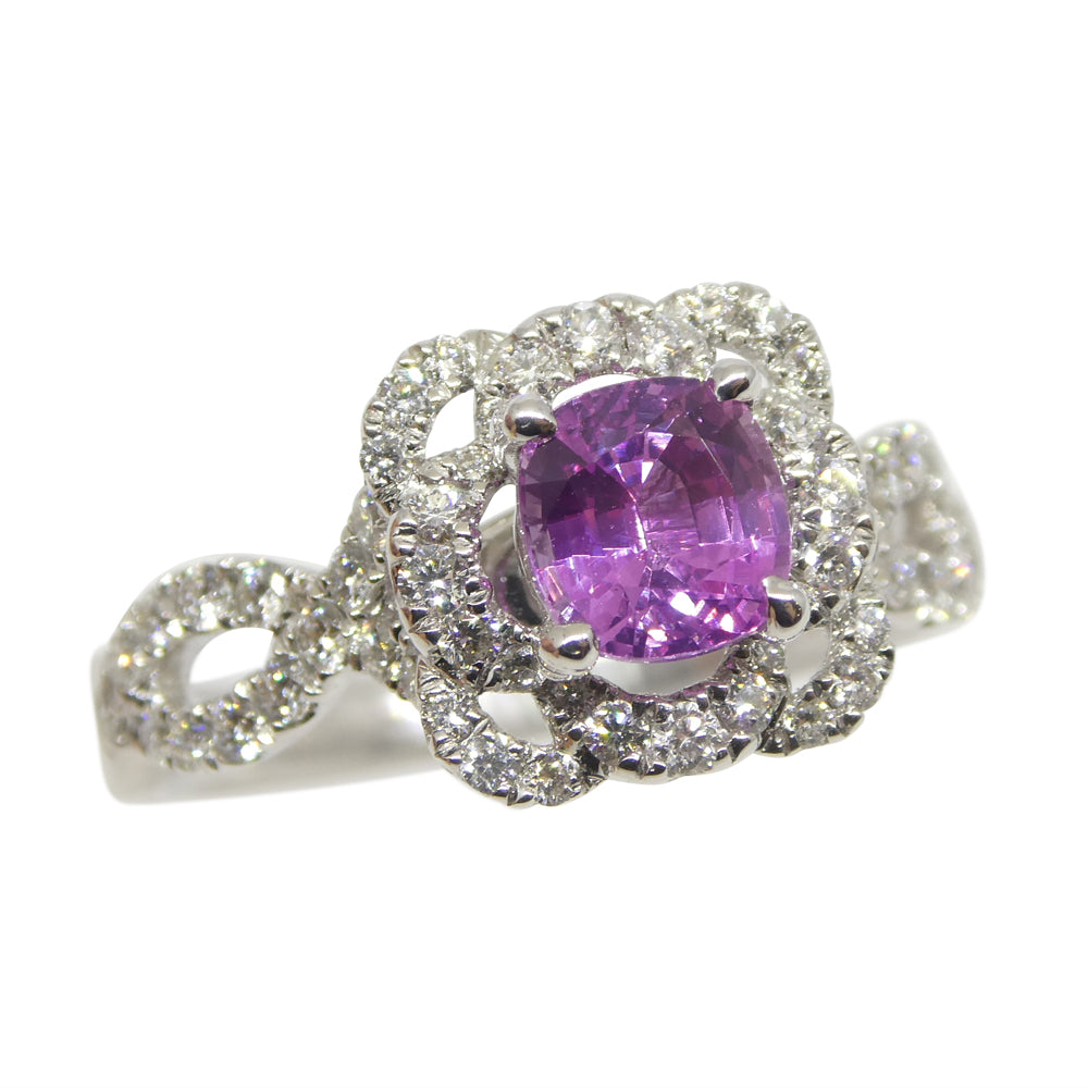 1.01ct Pink Sapphire, Diamond Engagement/Statement Ring in 18K White Gold - Skyjems Wholesale Gemstones