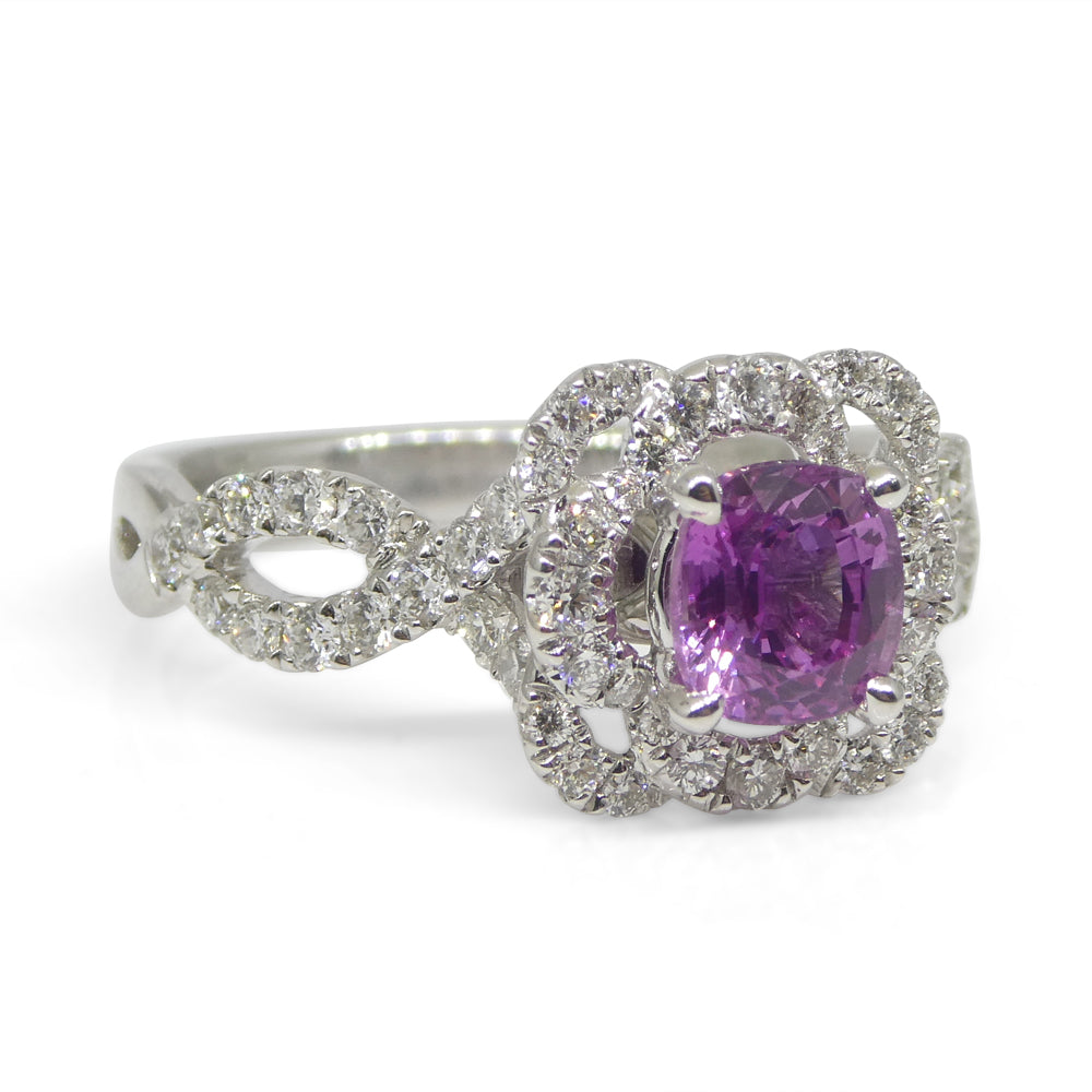 1.01ct Pink Sapphire, Diamond Engagement/Statement Ring in 18K White Gold - Skyjems Wholesale Gemstones