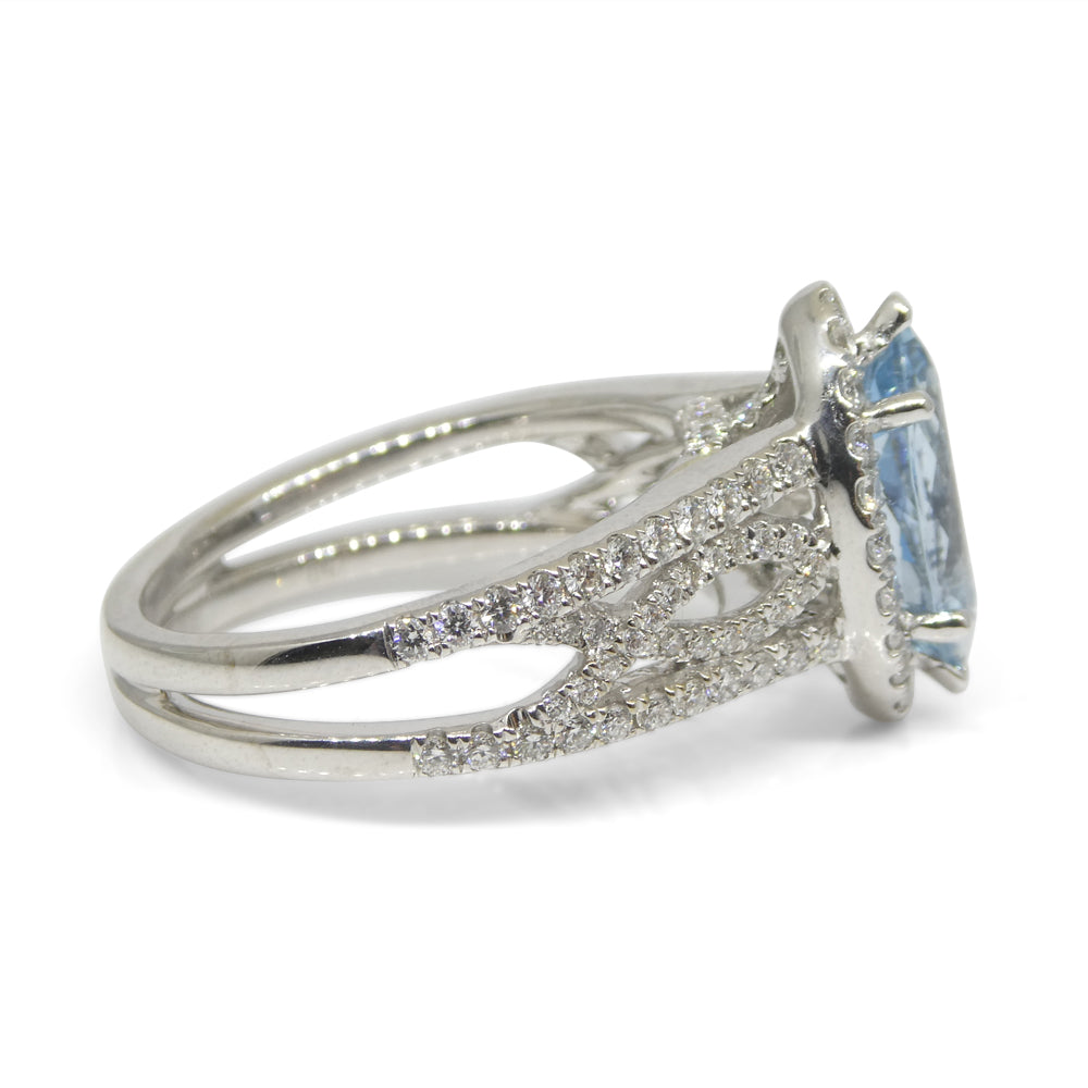 1.29ct Aquamarine, Diamond Engagement/Statement Ring in 18K White Gold - Skyjems Wholesale Gemstones