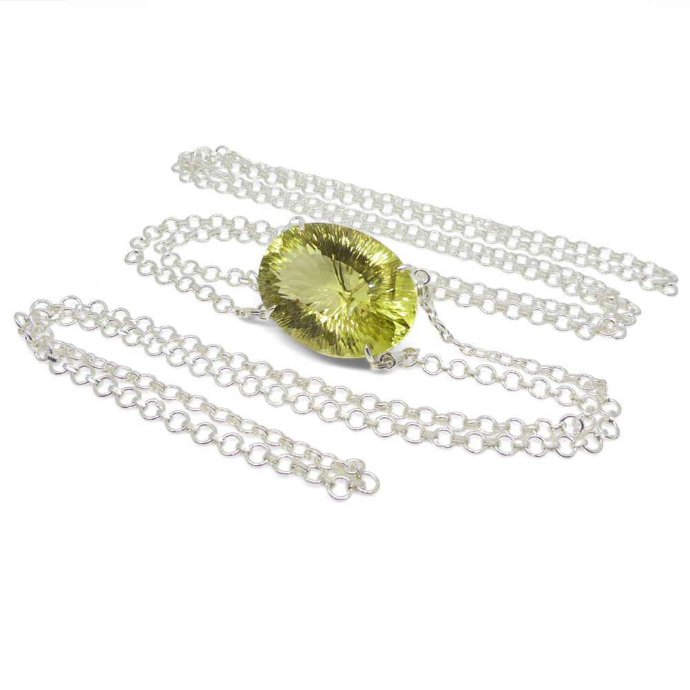 138ct Oval Yellow Phantom Citrine Body Chain Pendant set in Sterling Silver - Skyjems Wholesale Gemstones