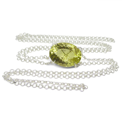 138ct Oval Yellow Phantom Citrine Body Chain Pendant set in Sterling Silver - Skyjems Wholesale Gemstones
