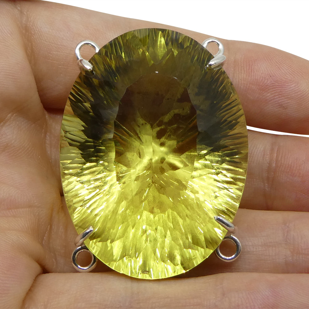 138ct Oval Yellow Phantom Citrine Body Chain Pendant set in Sterling Silver - Skyjems Wholesale Gemstones