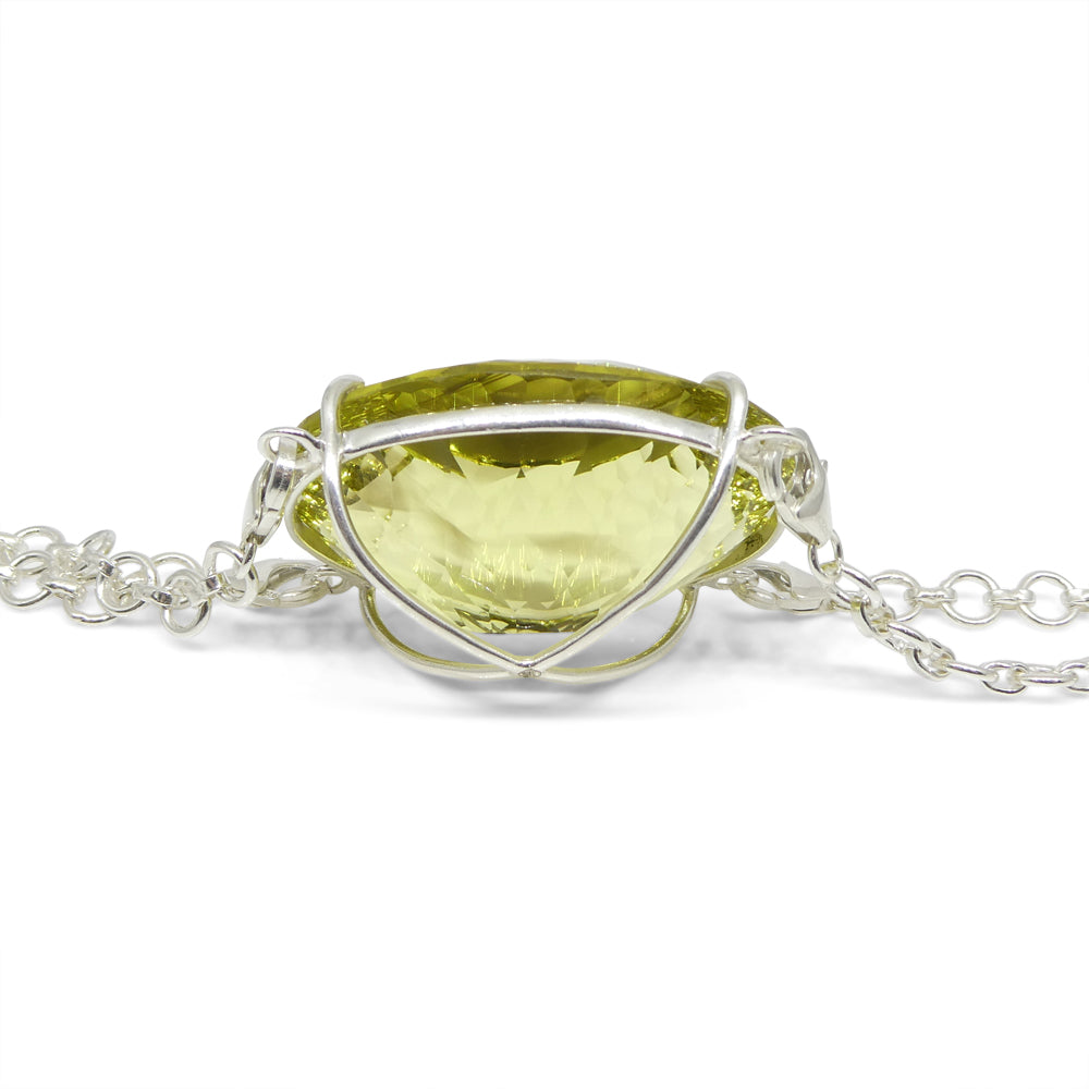 138ct Oval Yellow Phantom Citrine Body Chain Pendant set in Sterling Silver - Skyjems Wholesale Gemstones