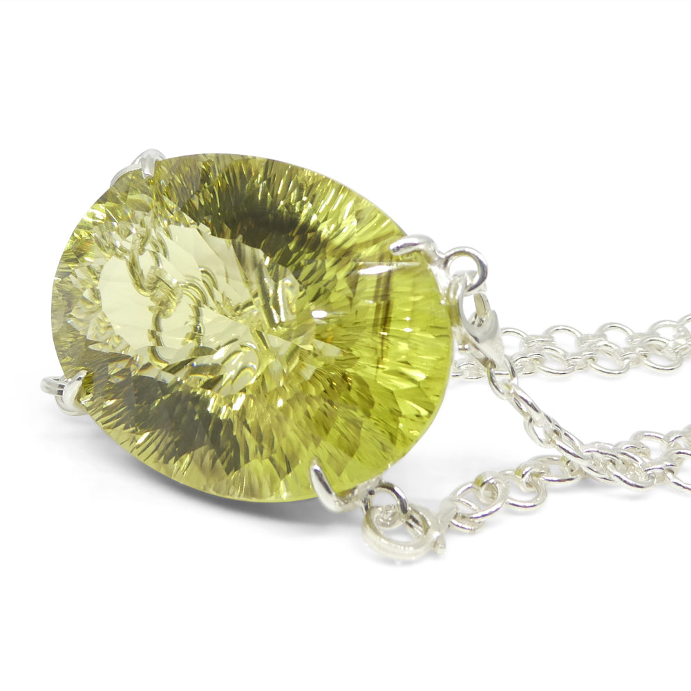 138ct Oval Yellow Phantom Citrine Body Chain Pendant set in Sterling Silver - Skyjems Wholesale Gemstones