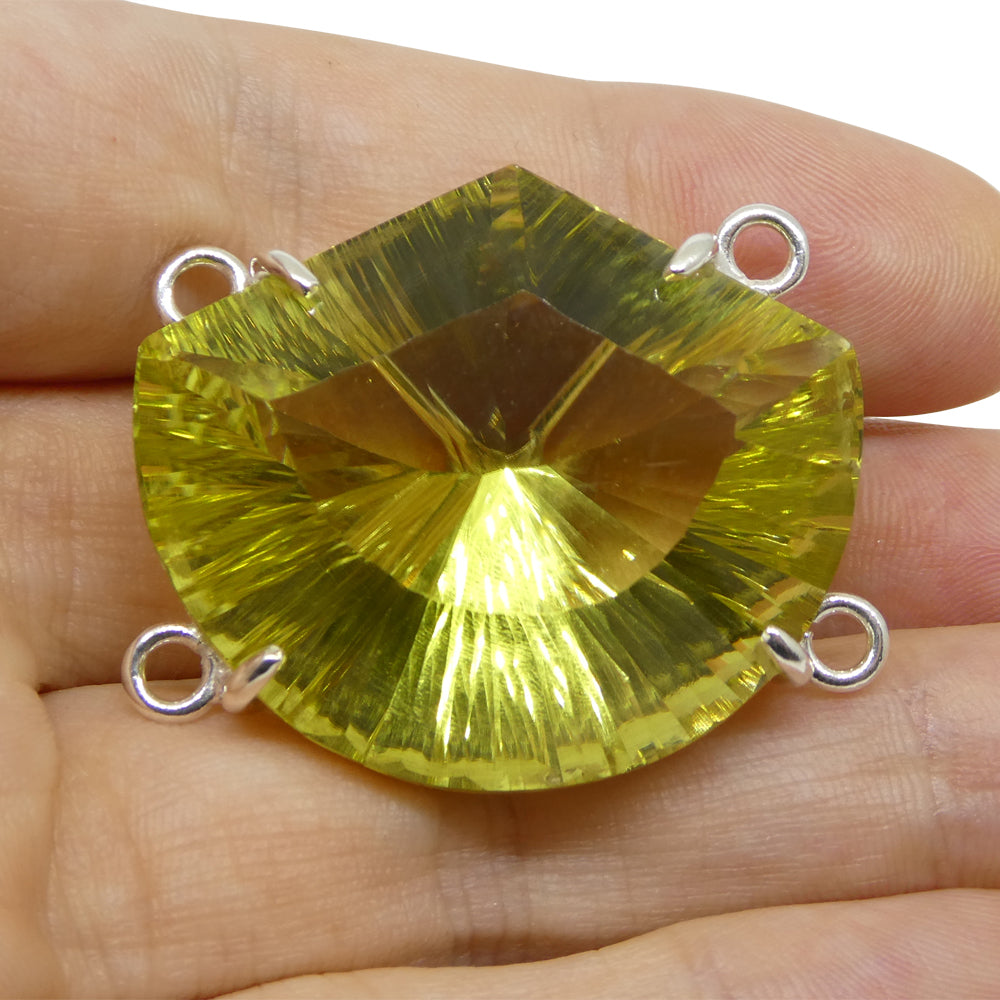 69ct Shield Cut Yellow Citrine Body Chain Pendant set in Sterling Silver - Skyjems Wholesale Gemstones