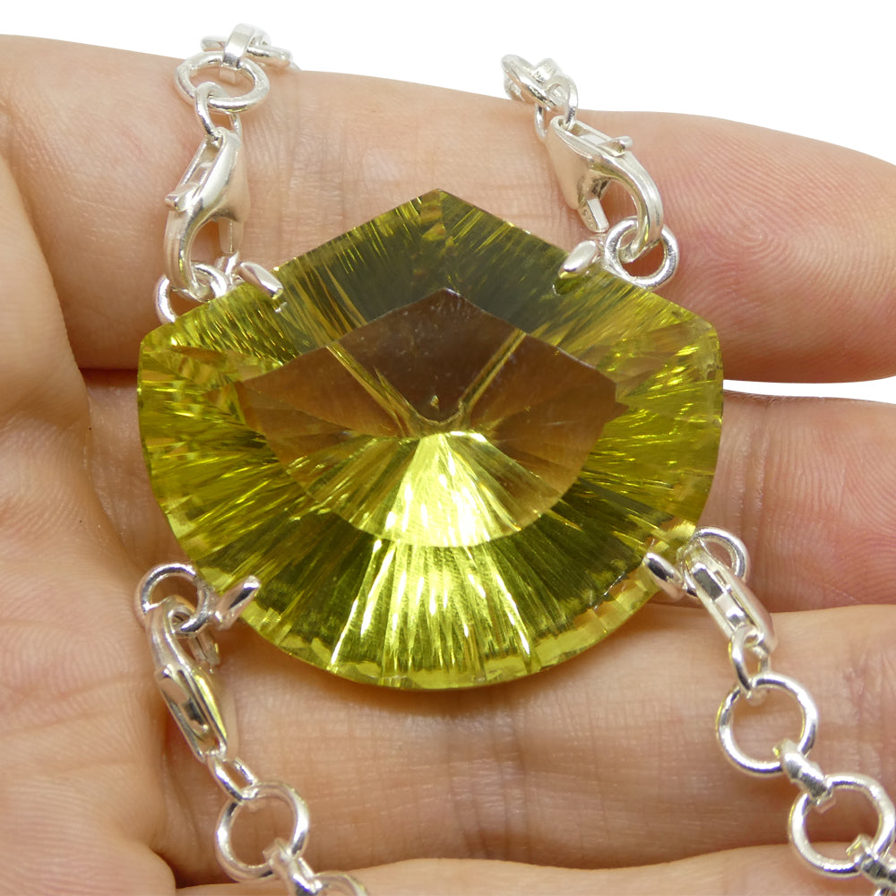 69ct Shield Cut Yellow Citrine Body Chain Pendant set in Sterling Silver - Skyjems Wholesale Gemstones