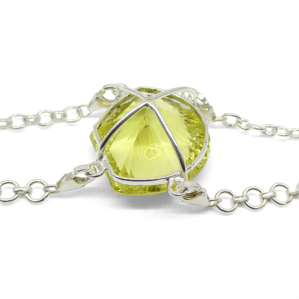 69ct Shield Cut Yellow Citrine Body Chain Pendant set in Sterling Silver - Skyjems Wholesale Gemstones