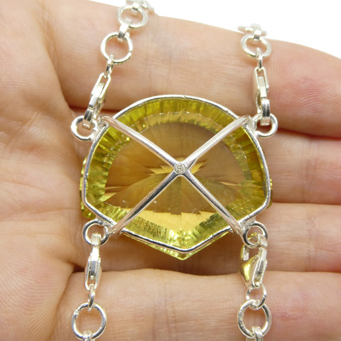 69ct Shield Cut Yellow Citrine Body Chain Pendant set in Sterling Silver
