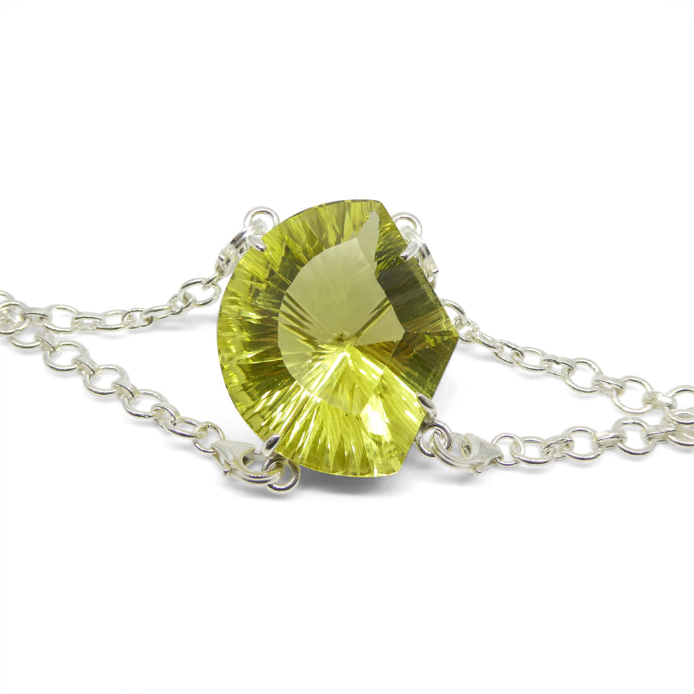 69ct Shield Cut Yellow Citrine Body Chain Pendant set in Sterling Silver - Skyjems Wholesale Gemstones