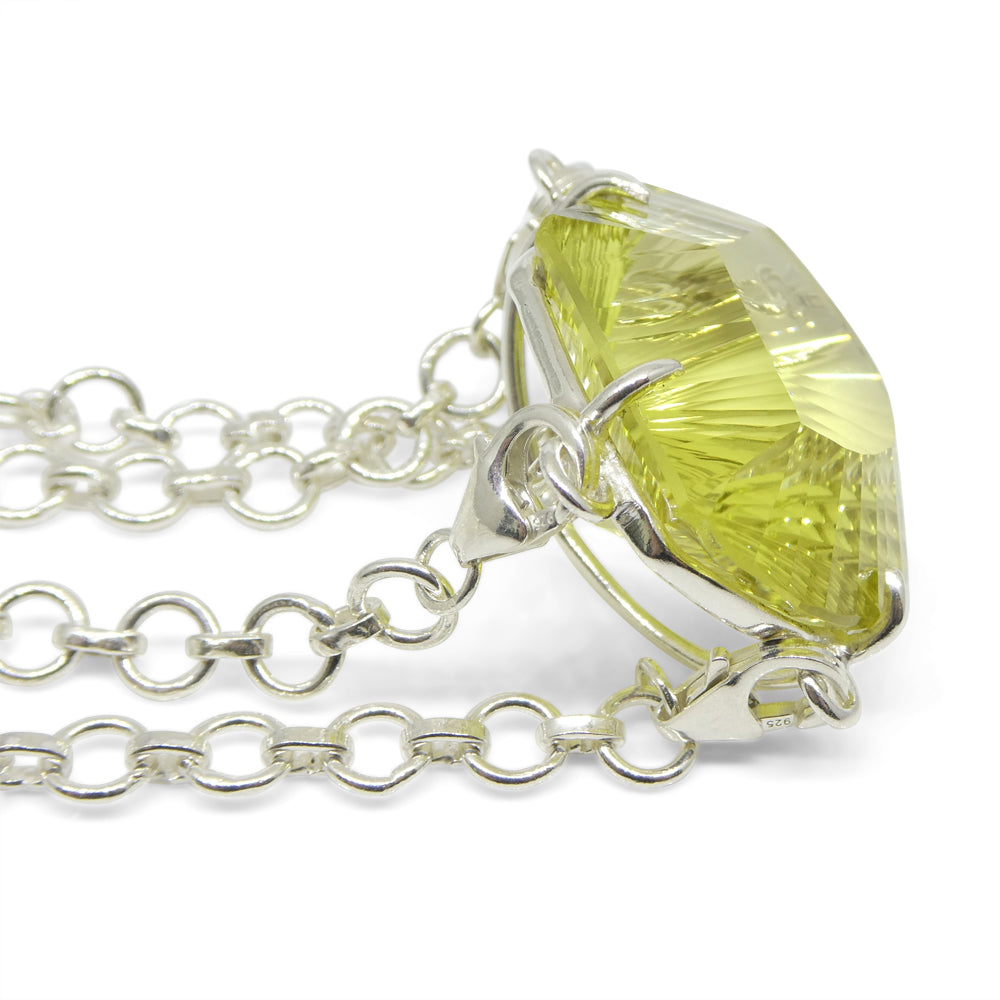 69ct Shield Cut Yellow Citrine Body Chain Pendant set in Sterling Silver - Skyjems Wholesale Gemstones