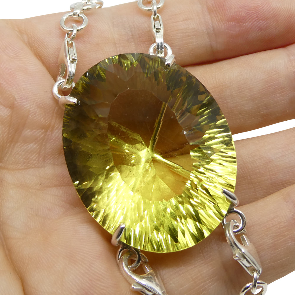 96ct Oval Yellow Citrine Body Chain Pendant set in Sterling Silver - Skyjems Wholesale Gemstones