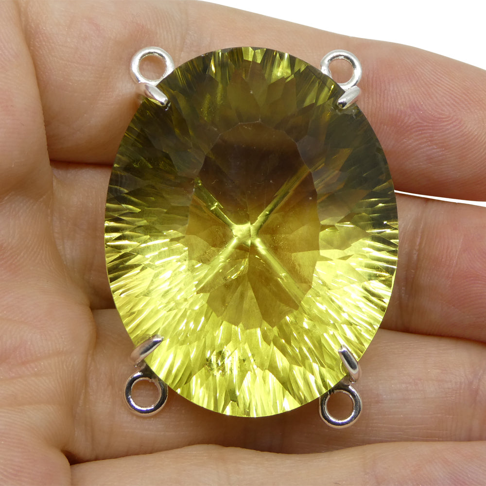 96ct Oval Yellow Citrine Body Chain Pendant set in Sterling Silver - Skyjems Wholesale Gemstones