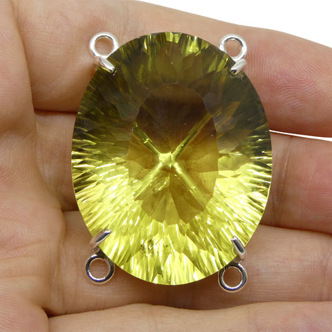 96ct Oval Yellow Citrine Body Chain Pendant set in Sterling Silver