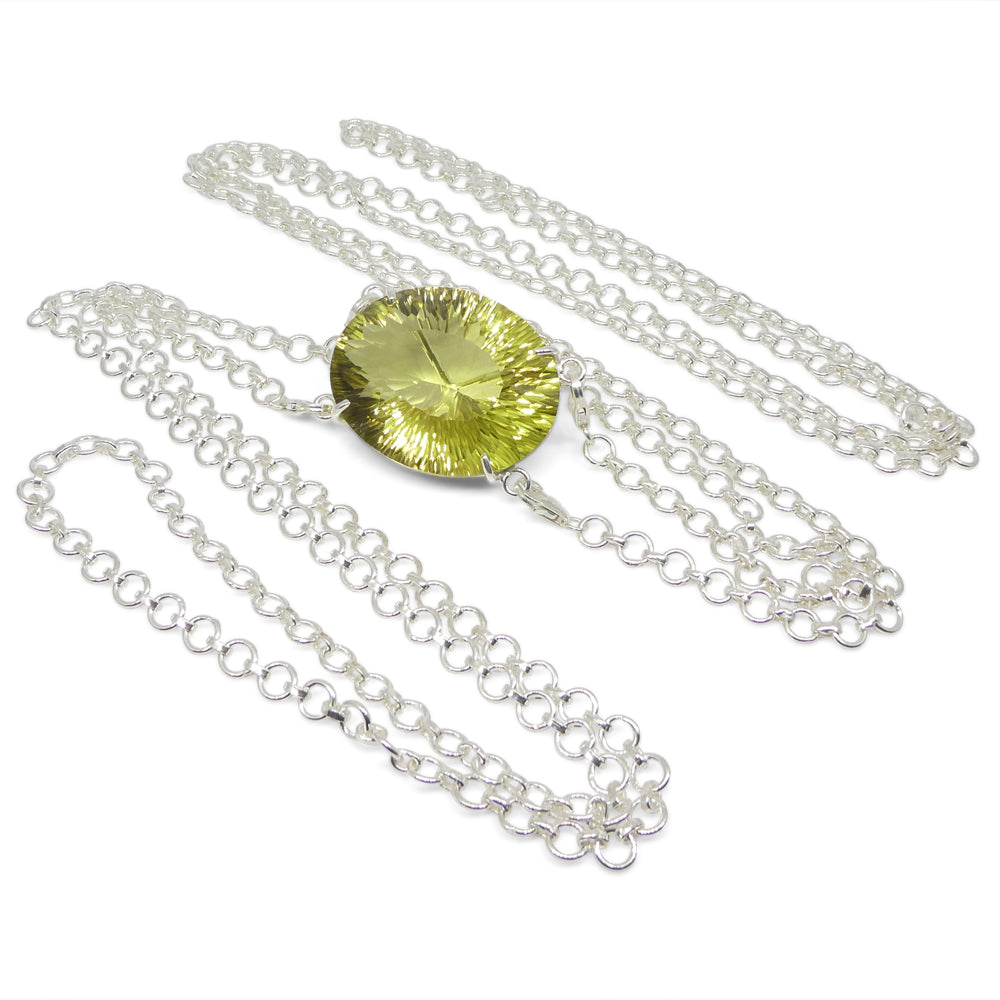 96ct Oval Yellow Citrine Body Chain Pendant set in Sterling Silver - Skyjems Wholesale Gemstones