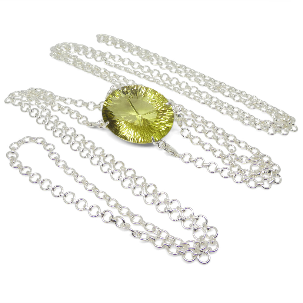 96ct Oval Yellow Citrine Body Chain Pendant set in Sterling Silver - Skyjems Wholesale Gemstones