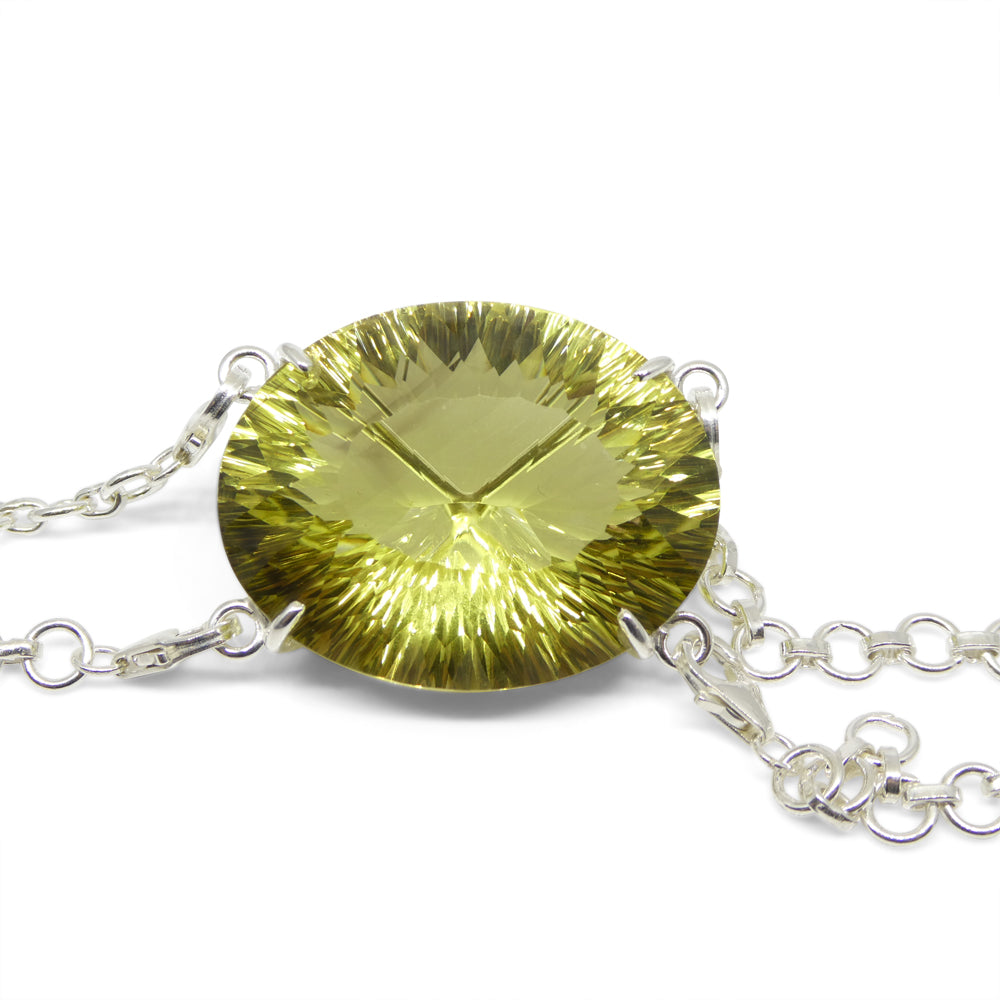 96ct Oval Yellow Citrine Body Chain Pendant set in Sterling Silver - Skyjems Wholesale Gemstones