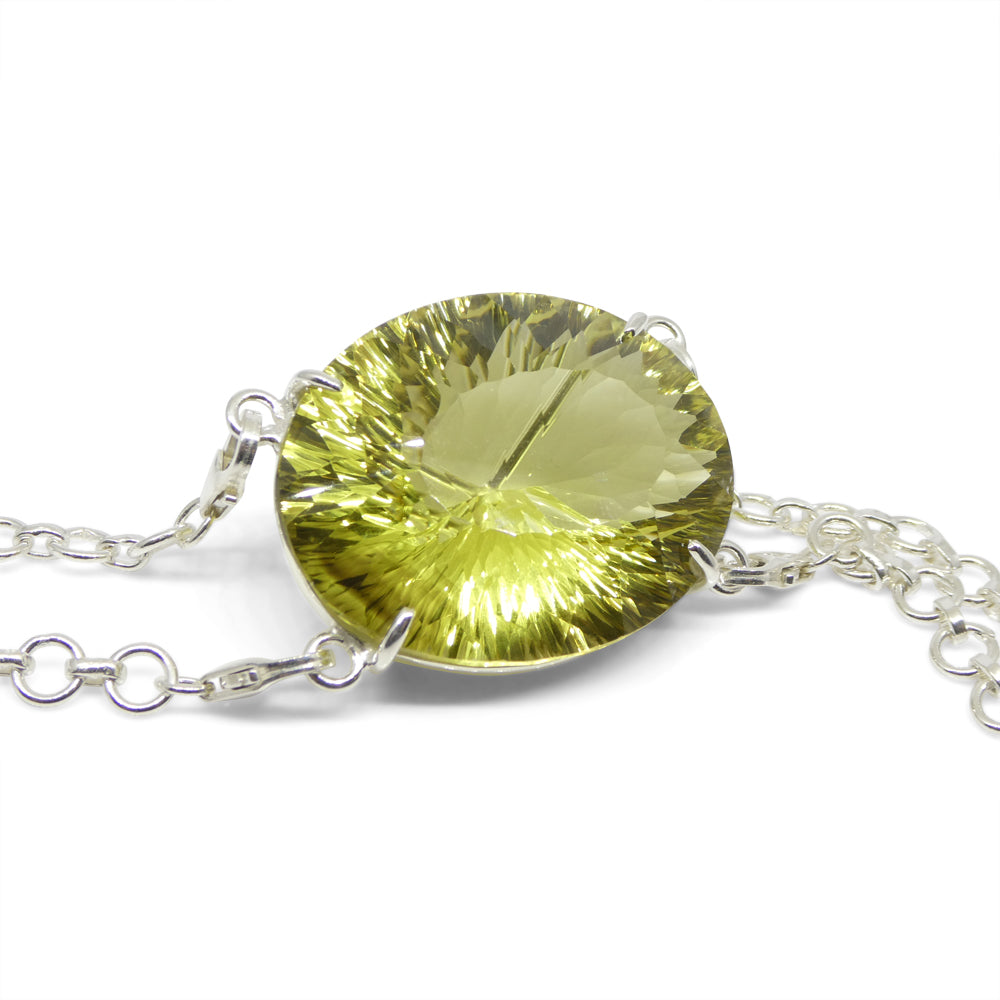 96ct Oval Yellow Citrine Body Chain Pendant set in Sterling Silver - Skyjems Wholesale Gemstones