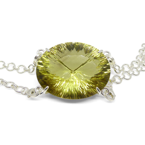 96ct Oval Yellow Citrine Body Chain Pendant set in Sterling Silver
