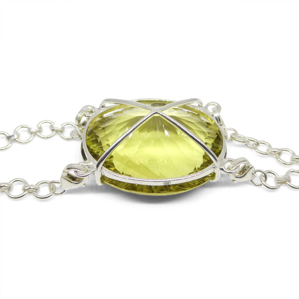 96ct Oval Yellow Citrine Body Chain Pendant set in Sterling Silver - Skyjems Wholesale Gemstones