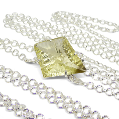 64ct Kite Shape Yellow Phantom Citrine Body Chain Pendant set in Sterling Silver - Skyjems Wholesale Gemstones