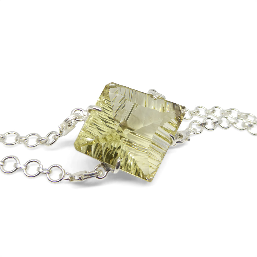 64ct Kite Shape Yellow Phantom Citrine Body Chain Pendant set in Sterling Silver - Skyjems Wholesale Gemstones