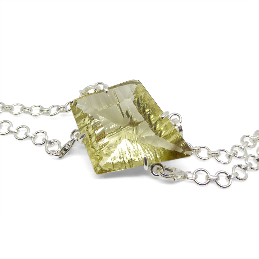 64ct Kite Shape Yellow Phantom Citrine Body Chain Pendant set in Sterling Silver - Skyjems Wholesale Gemstones