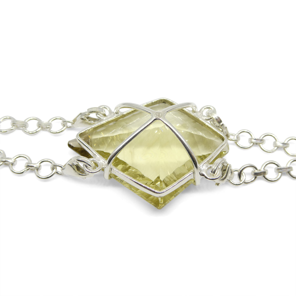 64ct Kite Shape Yellow Phantom Citrine Body Chain Pendant set in Sterling Silver - Skyjems Wholesale Gemstones