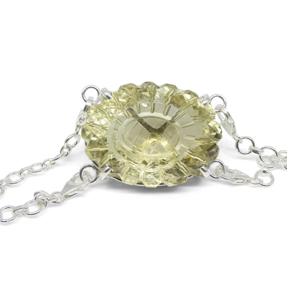 128ct Oval Carving Yellow Citrine Body Chain Pendant set in Sterling Silver - Skyjems Wholesale Gemstones