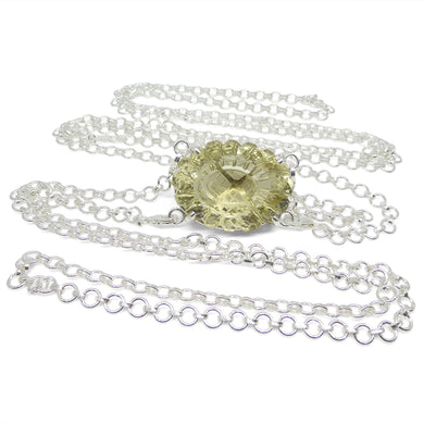 128ct Oval Carving Yellow Citrine Body Chain Pendant set in Sterling Silver - Skyjems Wholesale Gemstones