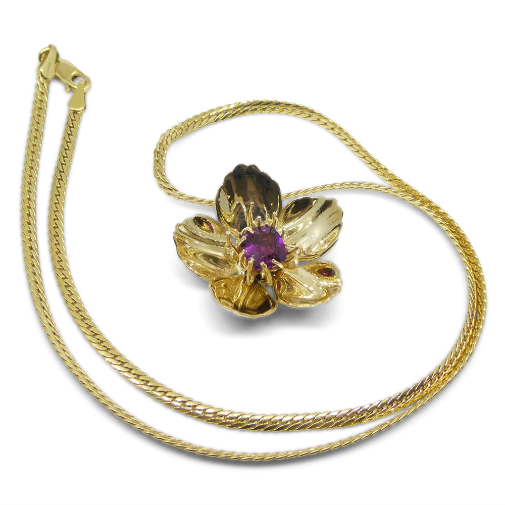 2.01ct Cushion Purple Garnet Pendant set in 14k Yellow Gold, designed by Michael Starnino - Skyjems Wholesale Gemstones