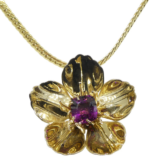 2.01ct Cushion Purple Garnet Pendant set in 14k Yellow Gold, designed by Michael Starnino - Skyjems Wholesale Gemstones