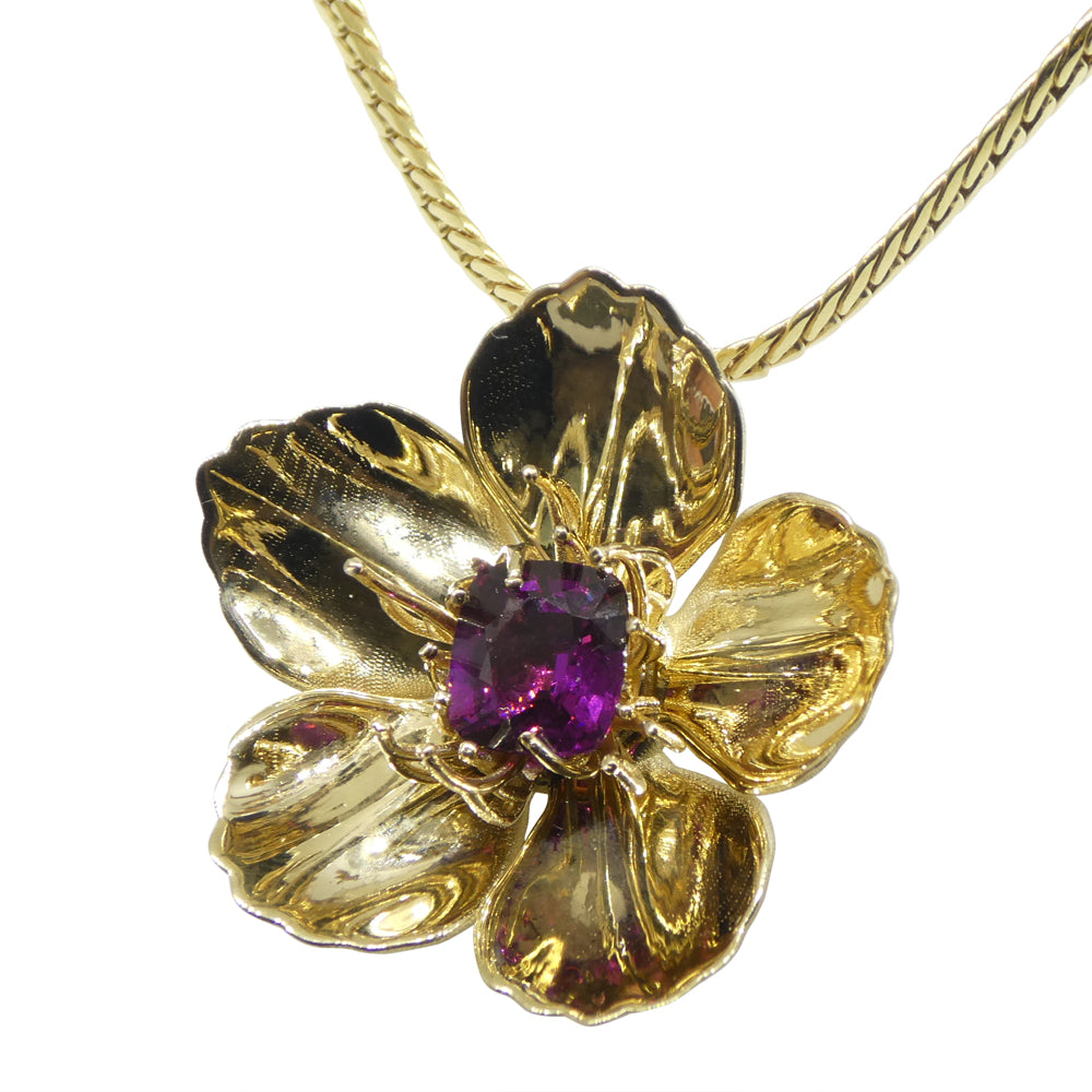 2.01ct Cushion Purple Garnet Pendant set in 14k Yellow Gold, designed by Michael Starnino - Skyjems Wholesale Gemstones