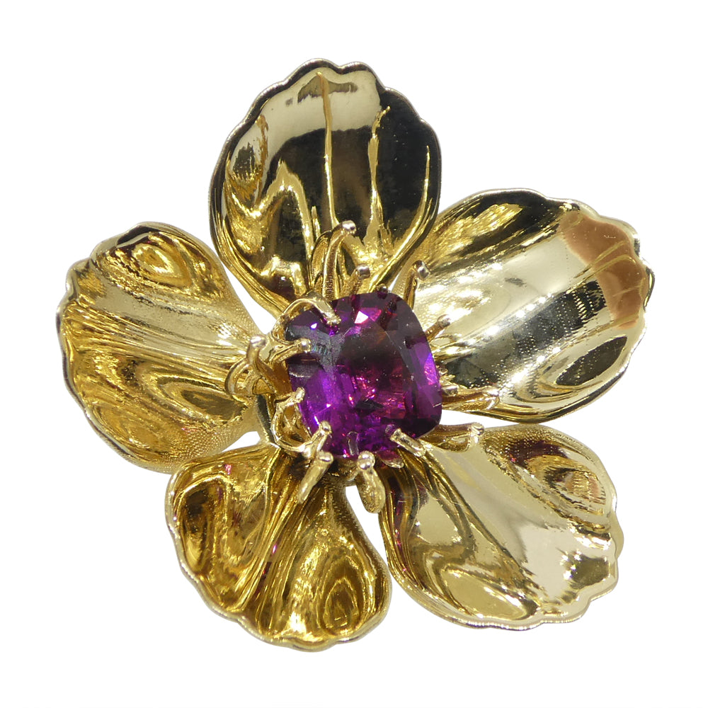 2.01ct Cushion Purple Garnet Pendant set in 14k Yellow Gold, designed by Michael Starnino - Skyjems Wholesale Gemstones