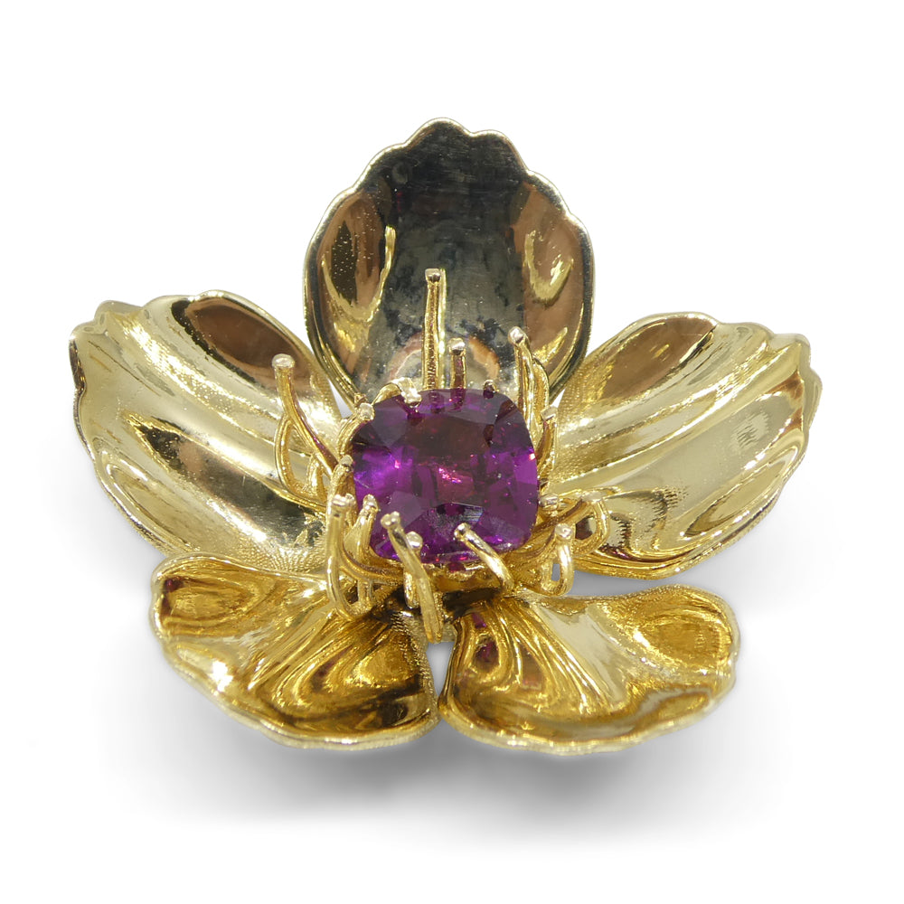 2.01ct Cushion Purple Garnet Pendant set in 14k Yellow Gold, designed by Michael Starnino - Skyjems Wholesale Gemstones