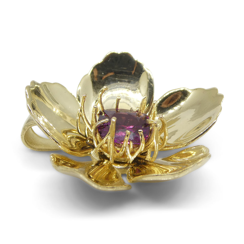 2.01ct Cushion Purple Garnet Pendant set in 14k Yellow Gold, designed by Michael Starnino - Skyjems Wholesale Gemstones