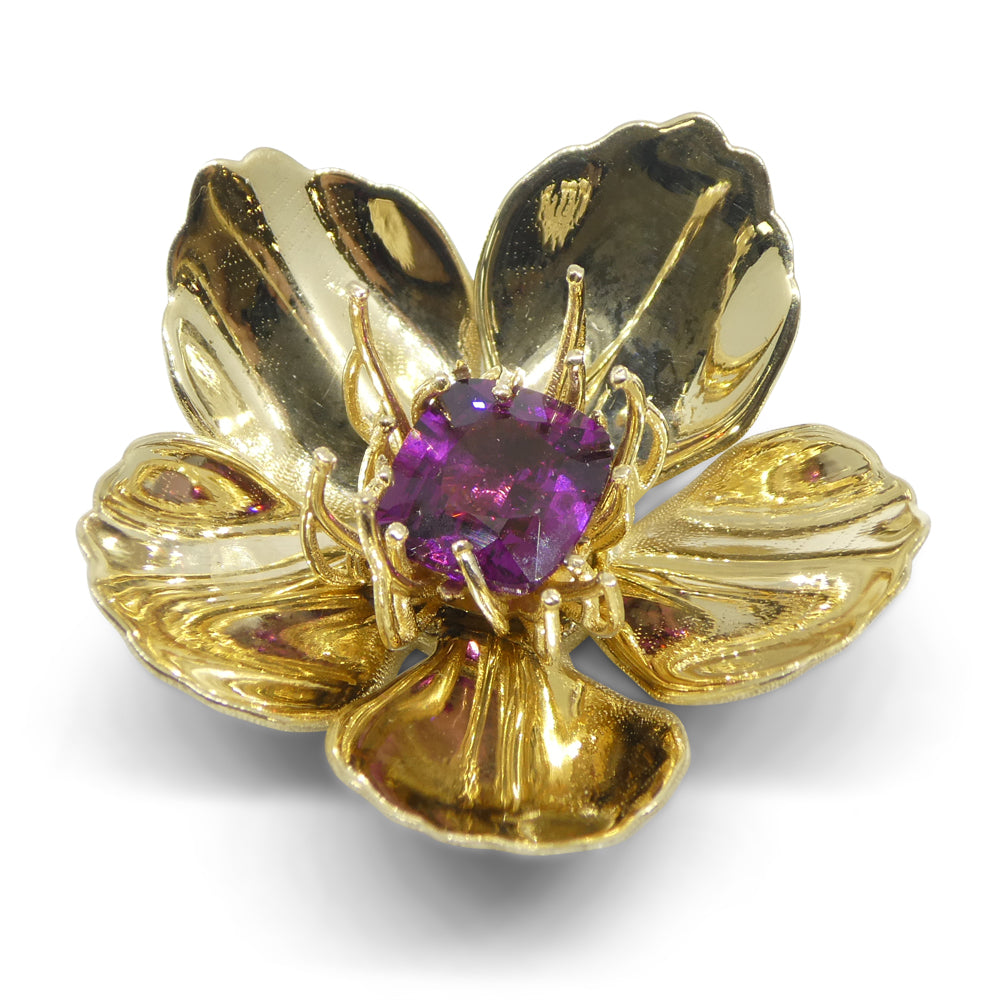 2.01ct Cushion Purple Garnet Pendant set in 14k Yellow Gold, designed by Michael Starnino - Skyjems Wholesale Gemstones