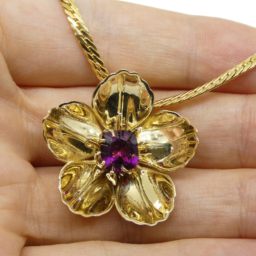 2.01ct Cushion Purple Garnet Pendant set in 14k Yellow Gold, designed by Michael Starnino - Skyjems Wholesale Gemstones