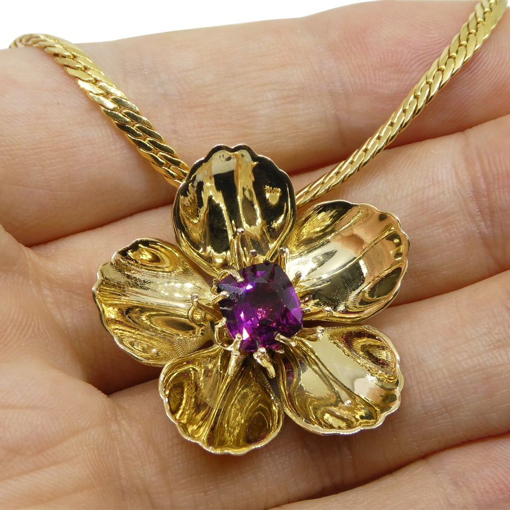 2.01ct Cushion Purple Garnet Pendant set in 14k Yellow Gold, designed by Michael Starnino - Skyjems Wholesale Gemstones