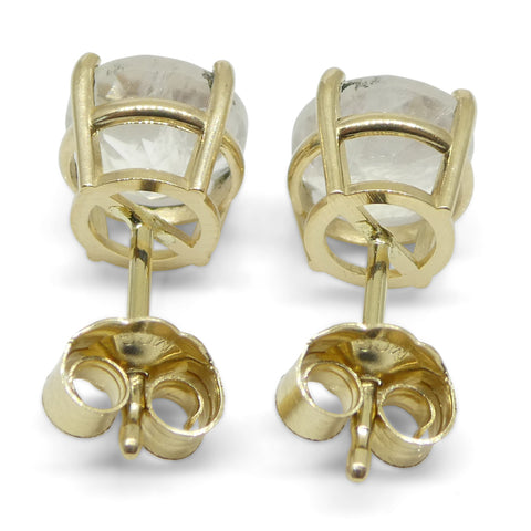 1.81ct Round Rainbow Moonstone Stud Earrings set in 14k Yellow Gold