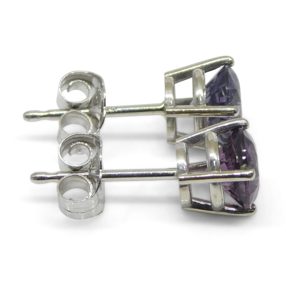 1.24ct Round Purple/Violet Spinel Stud Earrings set in 14k White Gold - Skyjems Wholesale Gemstones