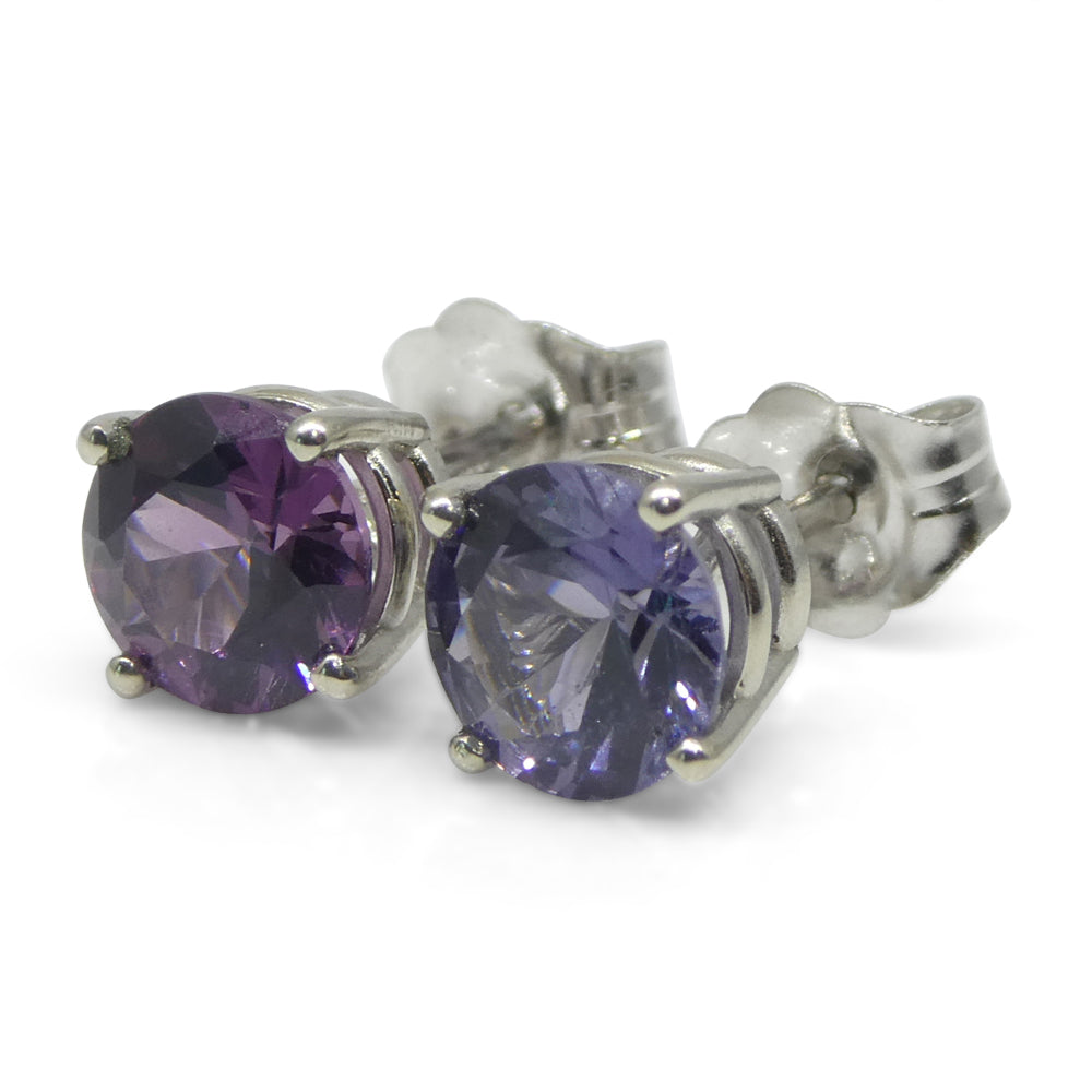 1.24ct Round Purple/Violet Spinel Stud Earrings set in 14k White Gold - Skyjems Wholesale Gemstones