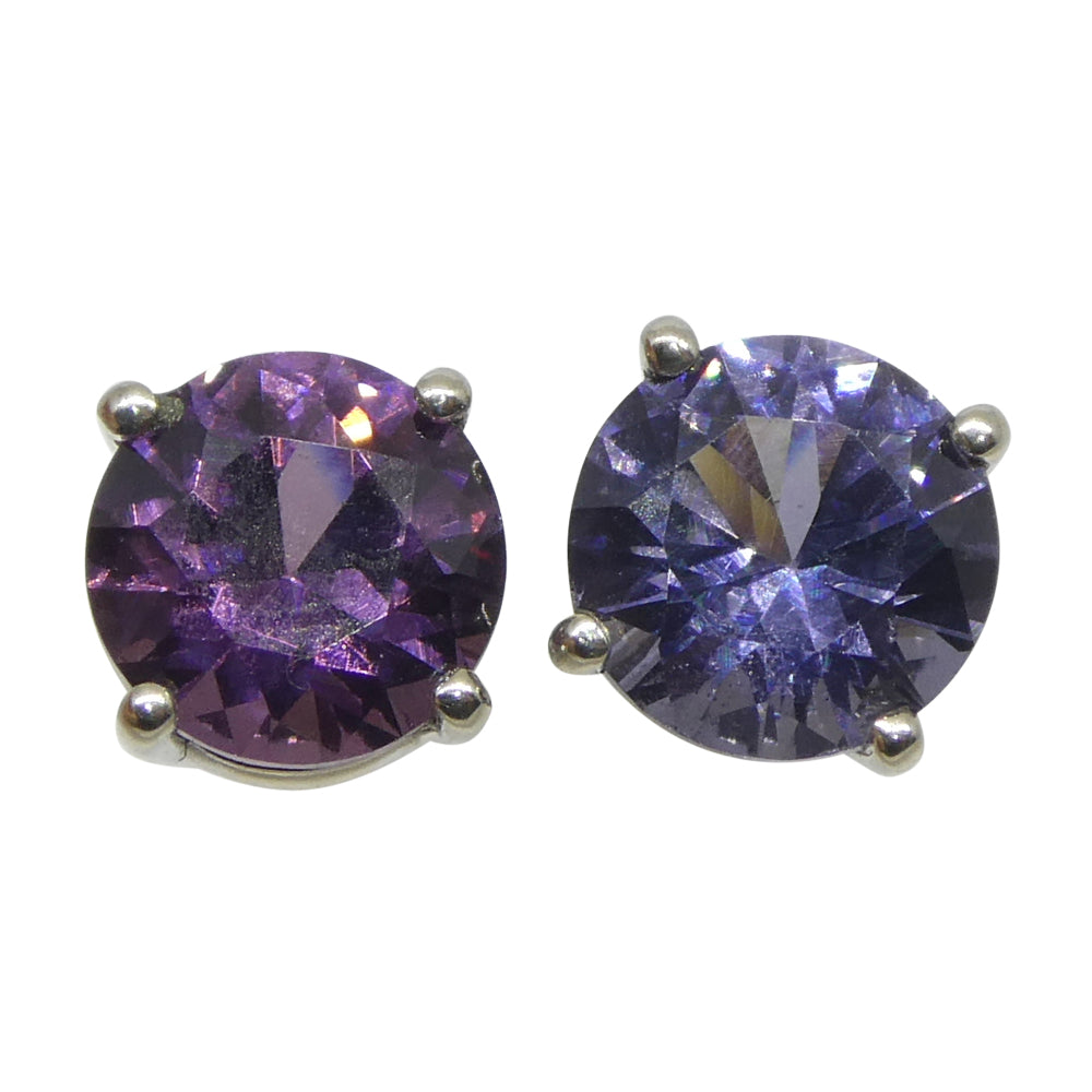 1.24ct Round Purple/Violet Spinel Stud Earrings set in 14k White Gold - Skyjems Wholesale Gemstones