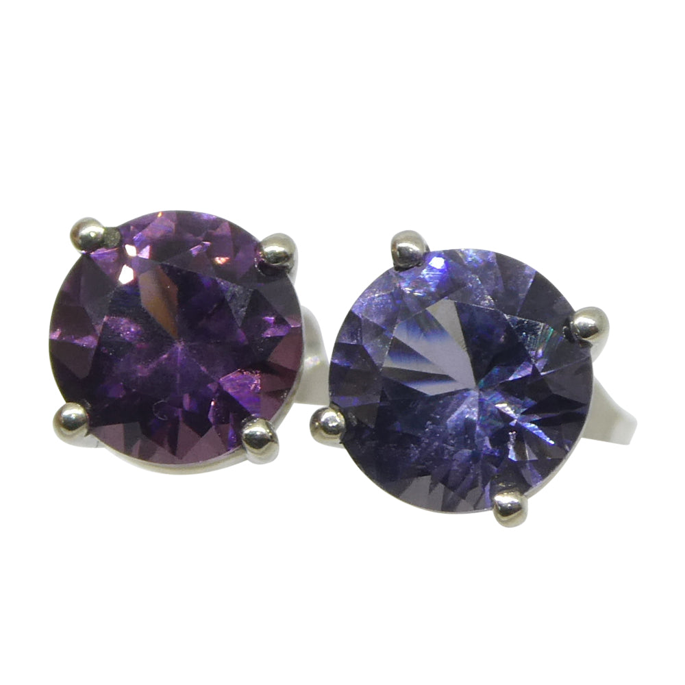 1.24ct Round Purple/Violet Spinel Stud Earrings set in 14k White Gold - Skyjems Wholesale Gemstones