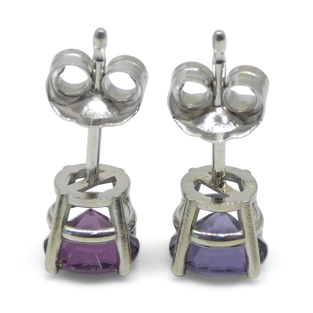 1.24ct Round Purple/Violet Spinel Stud Earrings set in 14k White Gold - Skyjems Wholesale Gemstones