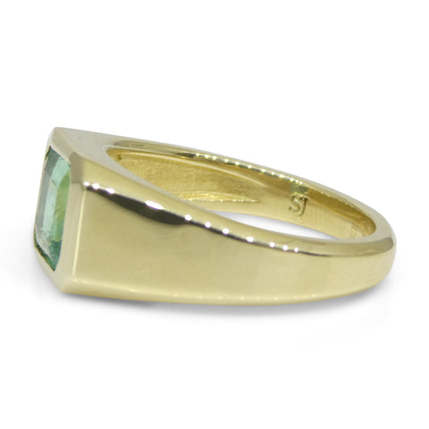1.17ct Square Emerald Gent's Pinky Ring set in 10k Yellow Gold