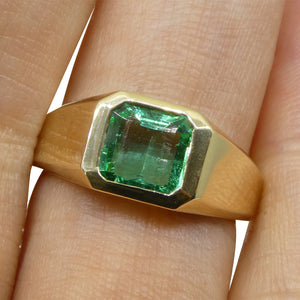 1.17ct Square Emerald Gent's Pinky Ring set in 10k Yellow Gold - Skyjems Wholesale Gemstones