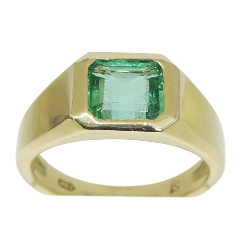 1.17ct Square Emerald Gent's Pinky Ring set in 10k Yellow Gold