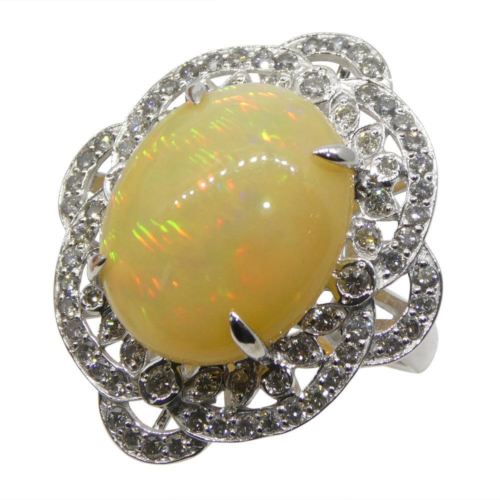 5.55ct Opal, Diamond Ballerina Cocktail Ring set in Platinum - Skyjems Wholesale Gemstones