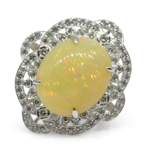 5.55ct Opal, Diamond Ballerina Cocktail Ring set in Platinum