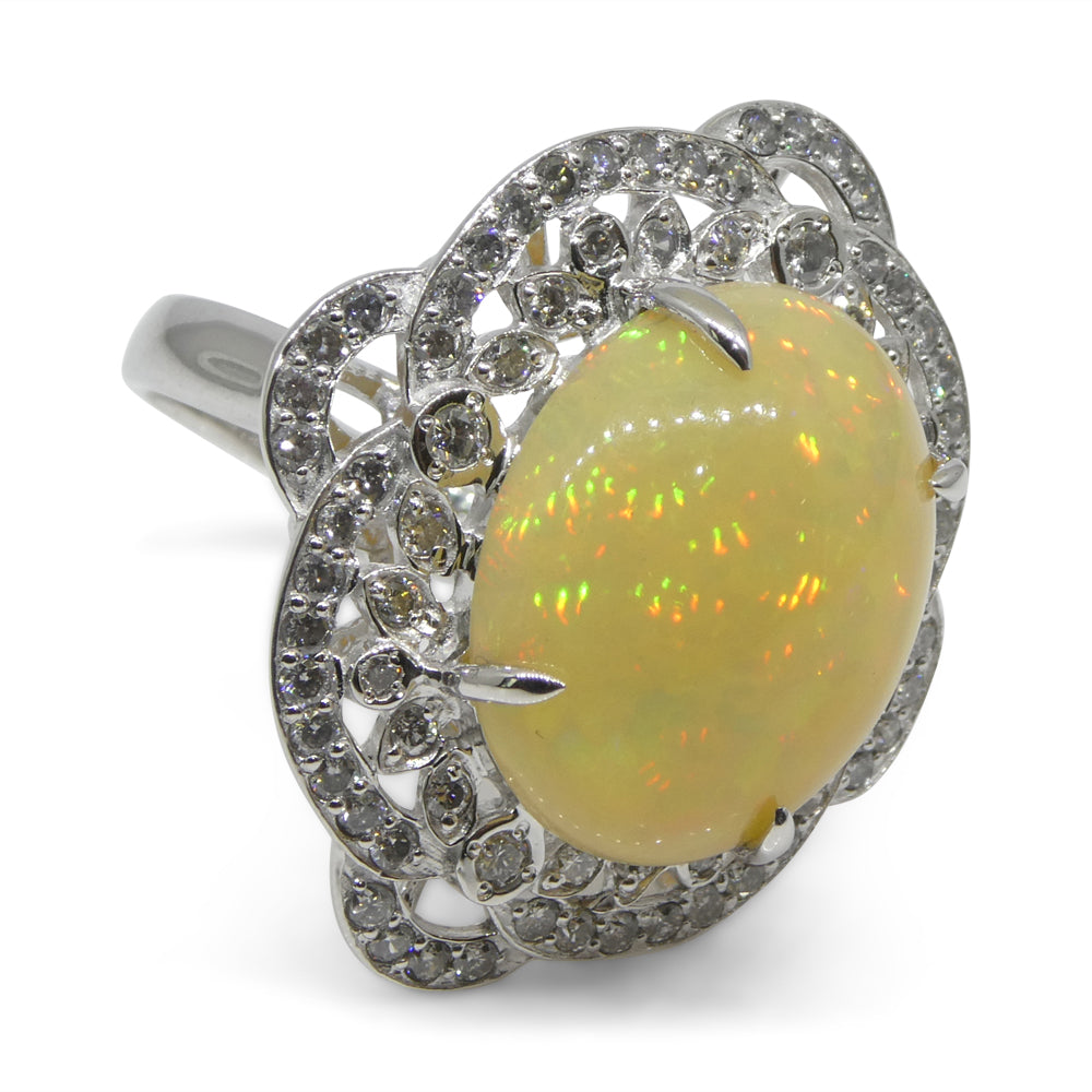 5.55ct Opal, Diamond Ballerina Cocktail Ring set in Platinum - Skyjems Wholesale Gemstones